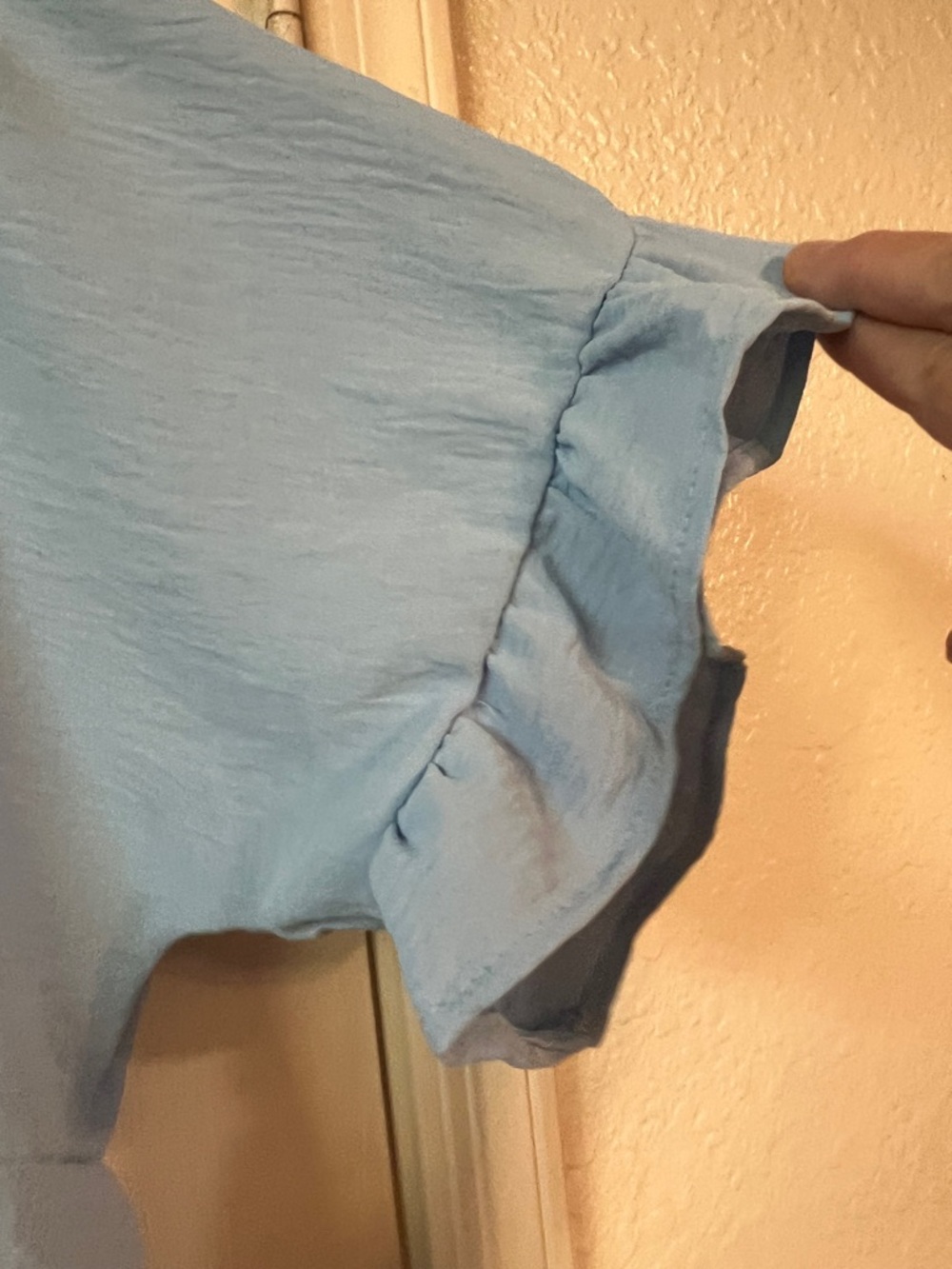 Light Blue V-Neck Peplum Blouse - Picture 6 of 8